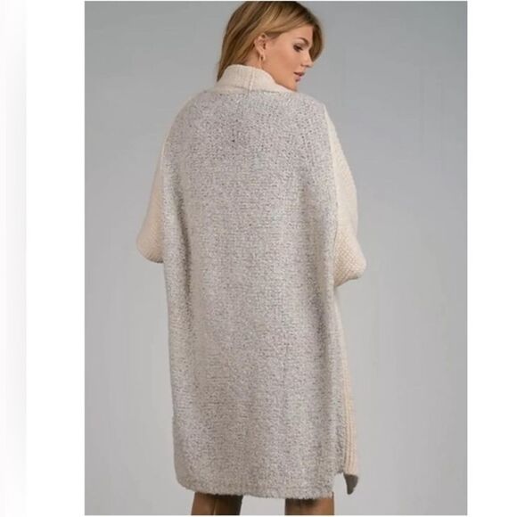 Elan Thick Knit Two Toned Short Dolman Sleeves oversize cardigan size small - Picture 9 of 12